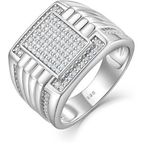 خاتم STARCHENIE LAB Diamond 925 Sterling Silver Rings للرجال 925 Sterling Silver Bling Zirconia Band Big Men Rings حجم 7/8/9/10/11/12