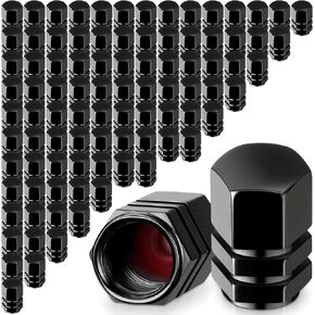 Tallew 100 Pcs Tire Valve Stem Caps Hexagon Tires Universal Heavy-Duty Valve Caps Leak Proof Aluminum Alloy Stem Cover for Car SUV Truck Bicycle Motorcycles Bikes Wheel