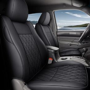 Coverado Tacoma Seat Covers Full Set, Faux Leather Seat Covers Custom Fit for 2005-2023 Toyota Tacoma Double/Crew Cab Base Prerunner SR5 Limited TRD Sport Interior Covers (Gray)