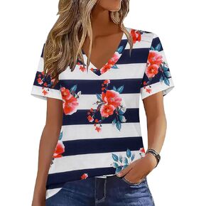 Zeagoo Womens Short Sleeve Shirts for Summer Casual V-Neck Blouse Shirts 2025 Dressy Tops with Pleats