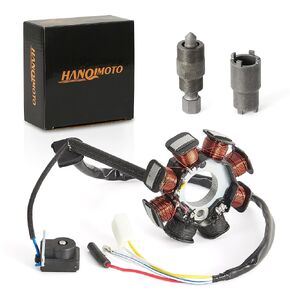 GY6 Magneto Stator 8 Coil with Magneto Flywheel Puller Kit for GY6 50cc 139QMB 139QMA Scooter Moped ATV Go-Kart Engine,High Performance Part(0°)