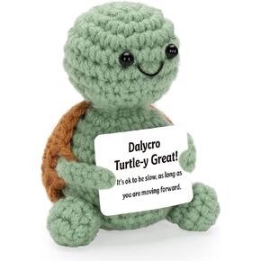 Positive Crochet Animals Handmade Turtle with Encouragement Card Mini Crochet Doll Inspirational Gifts for Women Men Birthday (Turtle)