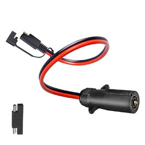 7 Way Trailer Plug,7 Pin Trailer Plug to SAE Connector,7 Pin Trailer Plug Tester with 10AWG Cable for RV Truck Trailer,SAE 12V Power Source