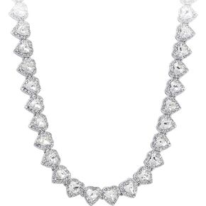 Luxurious Iced Out 10mm Ladies Heart Cluster Chains - Elegant Jewelry with Simulated Diamonds and Cubic Zirconia in Durable Alloy - in 14k Gold or Silver Tone Finish - Single Chain and Chains Combo