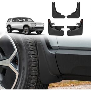 BestEvMod Mud Flaps Splash Guards Compatible with Rivian R1S 2022-2025 Splash Fender Winter Sediment Dirt Protect Mudflaps Set of 4 No Need to Drill Holes (E-Torx Screw Version)
