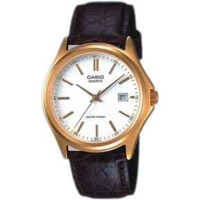 Casio MTP-1183Q-7A Men's Gold Analog Dress Watch w/Croc-Leather Band & Date