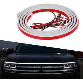 1 PC Car Hood Gap LED Light Bar, 59" Through-Start Scanning Cool Decorative Light Strips, Hidden Installation Waterproof Daytime Running Lights, Universal for Cars Exterior Lights (White)