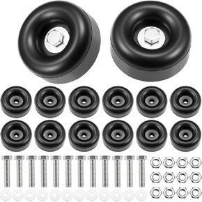 BBTO 12 Packs 2.5 Trailer Ramp Door Bumper Including Screw Kits, Trailer Door Bumper Compatible with Cargo Ramp, Truck Gates Round Rubber Bump Stops Utility Accessories, Black