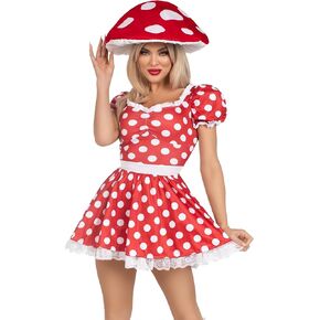 Leg Avenue Mushroom hat, RED/WHITE, O/S