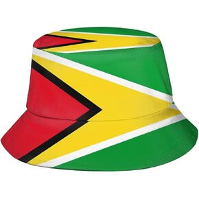 Cute Guyana Flag Print Bucket Hat Summer Travel Fisherman Cap Packable Outdoor Guyanese Cap for Women Men Teens