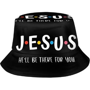 Christian Jesus Bucket Hat Packable Jesus Cross Fisherman Hat Summer Travel Beach Sun Hats for Women Men Teens