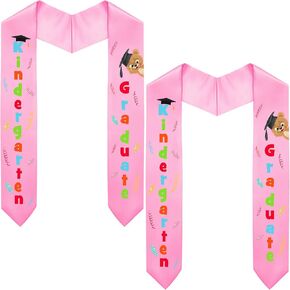 2 Pieces Pink Kindergarten Graduation Stole 2025 Kids Graduation Sash Grad Classroom Party Favors Class of 2025 Graduate Gift