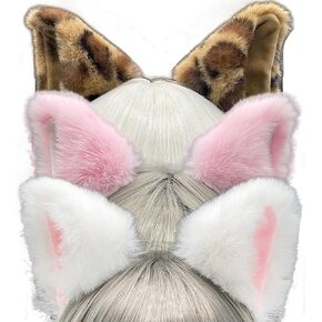 Agymo 3pack Fox Wolf Cat Ears Bulk ، Animal Furry Ears headbadnd ، عيد الميلاد هالوين آذان ، ملحق أزياء Gorou Cosplay (3 ، Multicolors2)