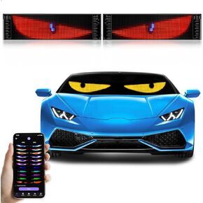 2pcs عيون الشيطان القابلة للبرمجة للسيارات | قاد عيون لزجاج الشاحنات | جهاز التحكم في تطبيق Bluetooth | يمكن تحرير النص/الكتابة على الجدران/الرسوم المتحركة