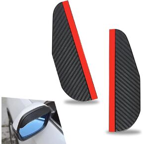 2 PCS Car Carbon Fiber Rear View Mirror Rain Eyebrow, 7.1" x 2.2" PVC Flexible Waterproof Reflective Protective Board, Rainwater Deflector to Maintain Clear Vision, Universal for Cars (Black)