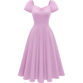 Wedtrend Women's 1940s Dress with Sleeve Midi Vintage Dress Swing Cocktail Dress Retro Cottagecore Dress