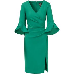 Adrianna Papell Women's Scuba Faux Wrap Midi Dress