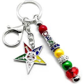 Order Of The Eastern Star Society Members Jewelry Keychain OES letter Metal Pendant Keyring for Sorority Society Gift Souvenir