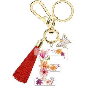 Xiahuyu Initial Letter Keychain for Women Tassel Butterfly Pendant Key Ring Alphabet Keychain for Backpack Handbag Charms