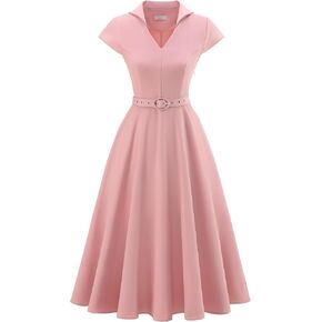 Wedtrend 1950's Vintage Dresses for Women Cocktail Dress with Belt Modest Church Dress Wedding Guest Dresses with Pockets