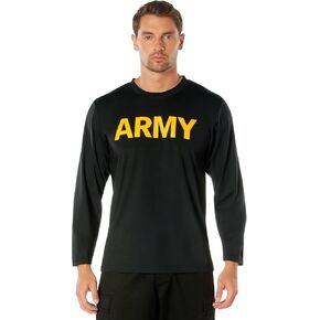 Rothco Army Performance التدريب البدني PT قميص طويل الأكمام ، أسود - م