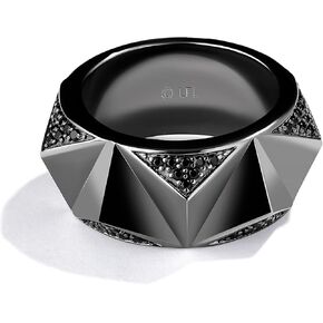 Zoneyili Star Wars ™ Fine Jewelry Dark Armor للرجال | فرقة روديوم الفضة والأسود | 1/2 CTTW الماس الأسود | هدايا حرب النجوم للرجال | المجوهرات مع صندوق الهدايا