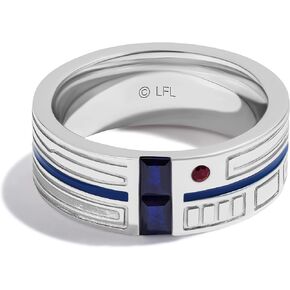 Zoneyli Star Wars ™ Fine Jewelry R2 Series Ring for Men | الفرقة الفضية | العقيق وخلق الياقوت الأزرق | هدايا حرب النجوم للرجال | المجوهرات مع صندوق الهدايا