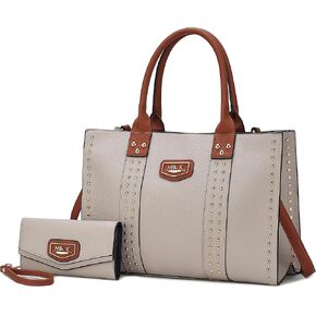 MKF Collection Tote Bag for Women, Vegan Leather Top-Handle Crossover Wristlet wallet & Satchel Handbag Purse by Mia k