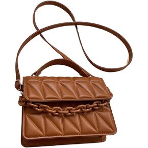 Verdusa Women's Quilted Leather Crossbody Bags Satchel Handbags Purse