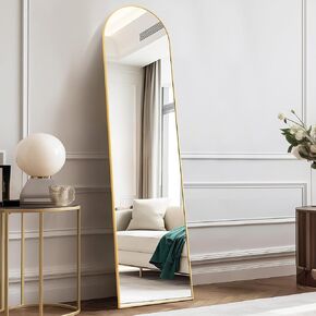 59"x16" Arched Full Length Mirror, Standing or Leaning Full Body Mirror with Shatter-proorf Nano Glass and Aluminum Alloy Thin Frame, Suitable for Living Room Cloakroom Bedroom, Gold