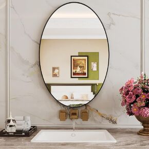Oval Mirror,20x28 Small Bathroom Mirror,Bathroom Mirrors,Black Mirror for Bathroom,Oval Mirrors for Bathroom,Espejo de baño(Black)