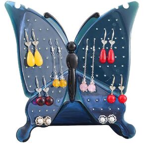 TANG SONG Acrylic Butterfly Earring Jewelry Stand Jewelry Organizer Earring Holder (Dark Blue)