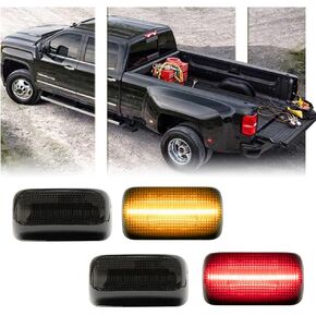 4 أجهزة كمبيوتر LED LED Marker Light لشيفروليه سيلفرادو 3500HD 2015-2023 ، GMC Sierra 3500HD 2015-2023 ، مصابيح الحاجز الخلفي الخلفي المدخن العدسة المدخنة ، ضوء الإشارة الجانبية ، الضوء ، بديل OEM