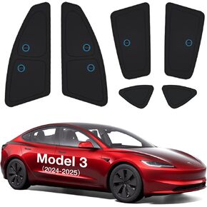 Wigoo 2025 Upgrade Tesla Model 3 Side Window Sunshade [Ice-Crystal Cool, Suction No-Fall] Sun Block for Baby & Camping & Privacy Napping, 6PCS No Rear and Front Windshield for Model 3 2024-2025