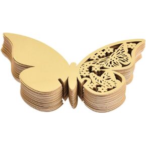 Akoak Pearlized Paper Butterfly Number Number Card Card Card Glass Cup Cup Decoration Sconser for Wedding Party Decor ، 50 Counts (Gold)