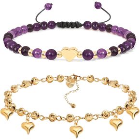 Gold Ankle Bracelets for Women, Heart Copper Beads Ankle Bracelet, Healing Rose Carnelian Crystal Bracelet, 18K Gold Plated Waterproof Anklets for Women (Carnelian) in Saudi Arabia