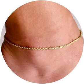 Waterproof Ankle Bracelets for Women Gold Anklets Non Tarnish Pearl/Figaro/Cuban/Snake Chain Anklet Adjustable Anklets for Womens Summer Beach Anklet Foot Jewelry for Women Gift