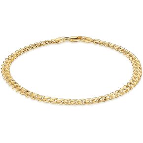925 Sterling Silver 3.5mm Cupan Curb Link Chain Anklet - متوفر بالفضة أو الأصفر