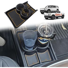 Bestevmod Gen 2 Lower Center Censole Tresanizer Tray متوافق مع REVIAN R1T R1S 2025 GEN 2 FIT 32 OX BOTTIONS INTORIORISES ABS Material مع تخزين وحدة التحكم في الأرضية PVC (أسود)