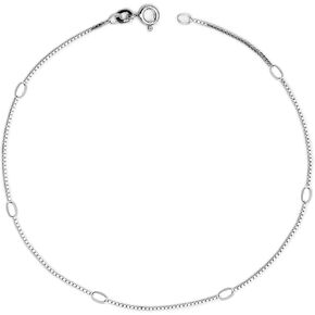 LeCalla 925 Sterling Silver Anklet Jewelry Lightweight Ankle Bracelets for Women, Beaded Link Chain Anklet, Ankle Jewelry for Women Made in Italy