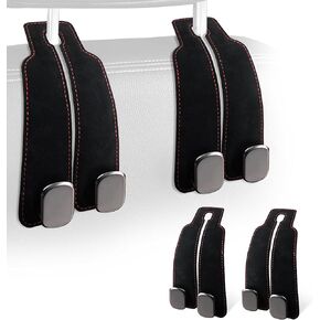 Car Seat Back Storage Hook, 360° Rotatable No-Scratch Silicone, Car Headrest Hook for Purses and Bags Cute(Brown-2 Pack)