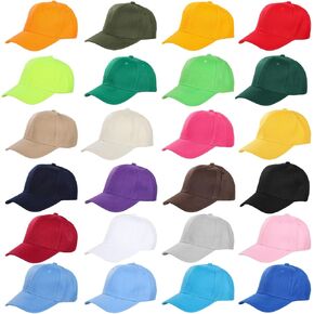 Bulk Baseball Caps 24 Pack - Blank Trucker Hat, Basecaps with Adjustable Closure, Sublimation Hats in Vibrant Colors Black