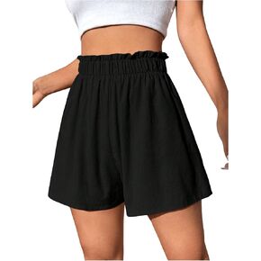 SOLY HUX Women's Shorts Frill Trim Elastic High Waisted Wide Leg Casual Loose Shorts