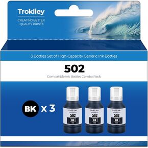 502 Black Ink ET-3850 ET-2850 ET-4850 Replacement for Epson 502 Ink Refill Bottles for Ecotank ET-4760 ET-3760 ET-2760 ET-3830 3760 ET2850 ET3850 ET4850 ET-2750 ET-3750 ET-4750 Printer