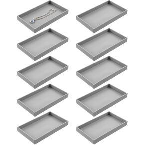 10 PCS Velvet Jewelry Trays, Stackable Jewelry Trays, Empty Plate Jewelry Display Tray, Jewelry Tray Organizer, For Ring, Earring, Necklace, Pendants, Bracelet (Grey)
