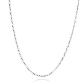 nometo Solid 925 Sterling Silver Box Chain Rope Chain Lobster Clasp Silver Chain for Men Silver Necklace Chain for Women 16/18/20/22/24/26/30 Inches