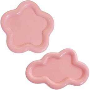 2 PCS راتنج المجوهرات صينية السحابة شكل المجوهرات طبق الحليقة لوحة المكتب منظم مجوهرات صينية ديكور لاتفاقية حلق السوار خاتم المجوهرات (وردي)