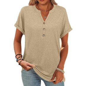 Womens Summer Tops Fashion 2025 Short Sleeve V Neck T Shirts Dressy Casual Loose Fit Clothes Business Outfits Blouses