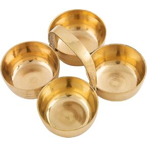 Shubhkart المصنوع يدويًا Choumukha Kankavati Muti-Groush Brass Puja Set Kankavati (النحاس)