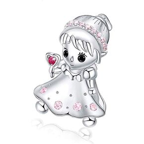 Baby Boy or Girl Charm for Bracelet or Necklace for Women by Ginger Lyne European Style Bead Pink or Blue Cubic Zirconia Sterling Silver Gift Idea Mother's Day